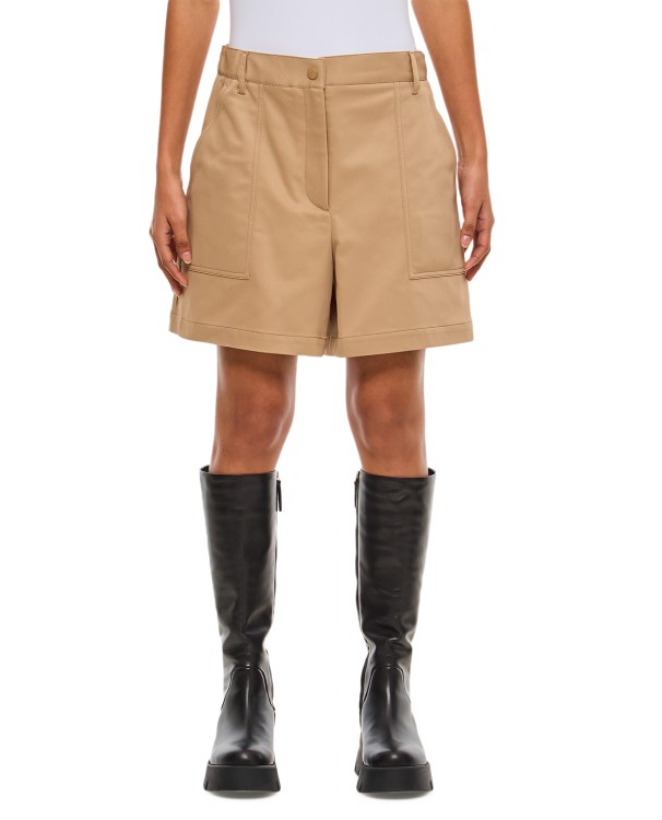 Moncler Cotton Shorts In Brown