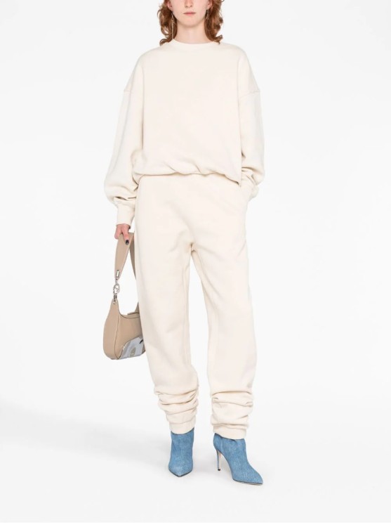 Attico Penny Logo-embossed Cotton Track Pants In Neutrals