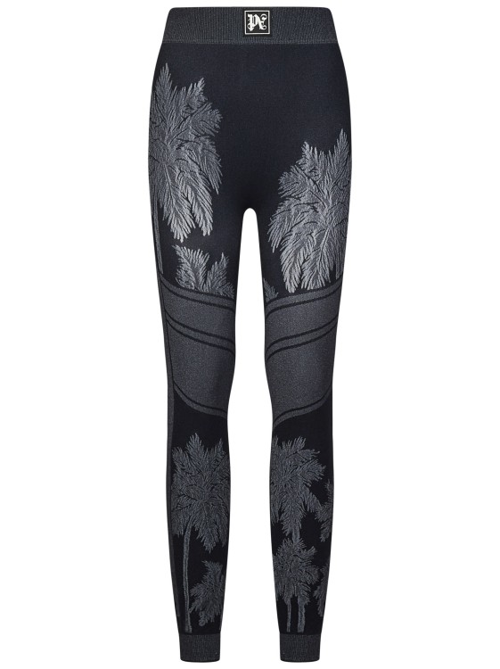Shop Palm Angels Black Leggings In Technical Fabric