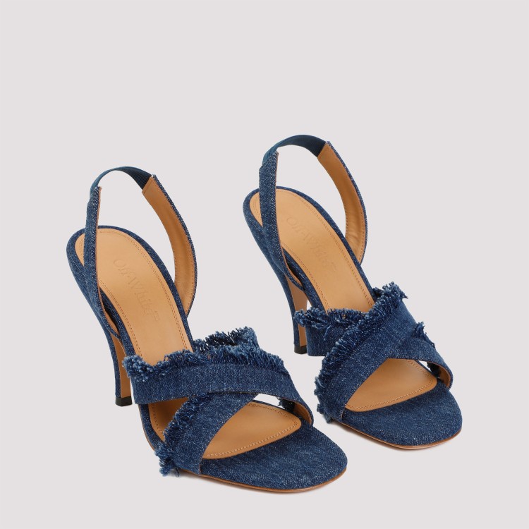 Shop Off-white Blue Cotton Curvy Heel Denim Sandal In Black