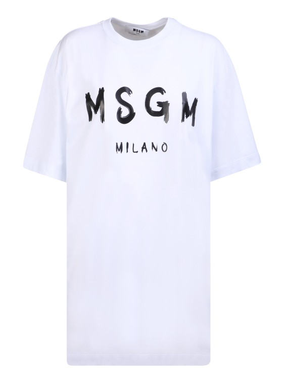 Msgm White Cotton Dress In White