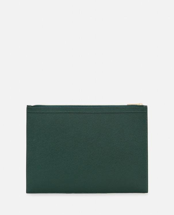 Shop Thom Browne Leather Medium Document Holder With 4-bar In Green