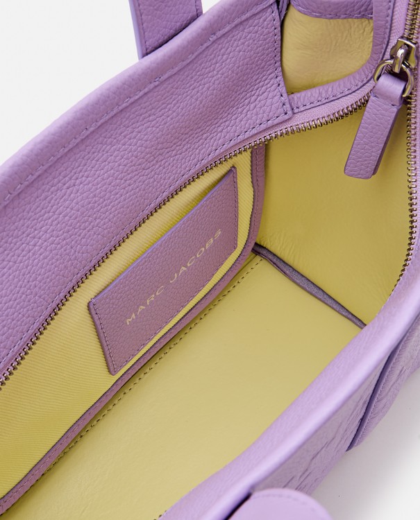 Shop Marc Jacobs The Tote Bag Small Leather Bag In Purple