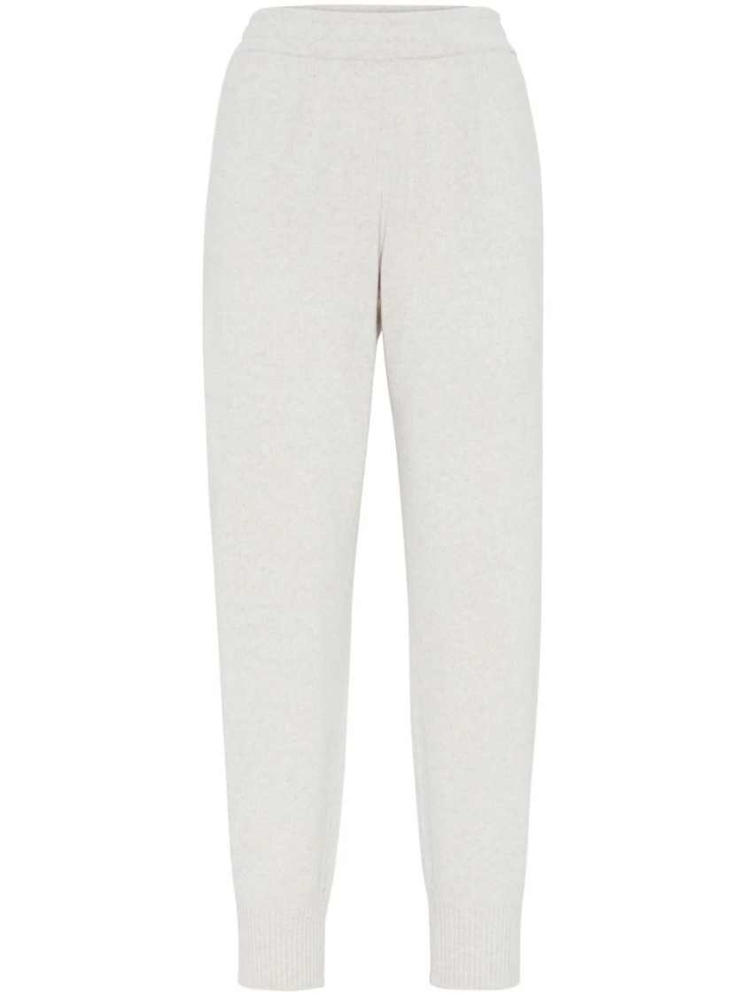 Brunello Cucinelli Relaxed Fit Trousers With Tapered Legs In White