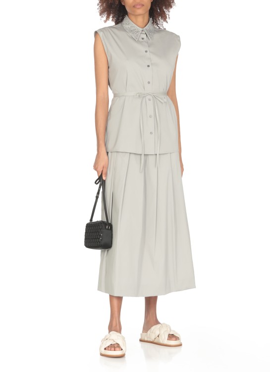 Shop Fabiana Filippi Pleated Cotton Skirt In Grey