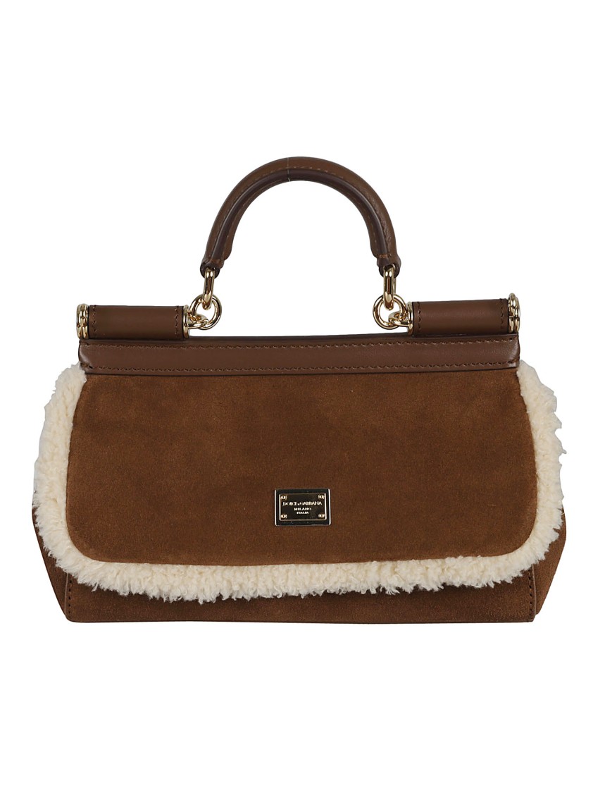 Dolce & Gabbana Sicily Leather Tote Bag In Brown