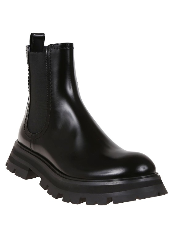Shop Alexander Mcqueen Calf Leather Chelsea Boots In Black