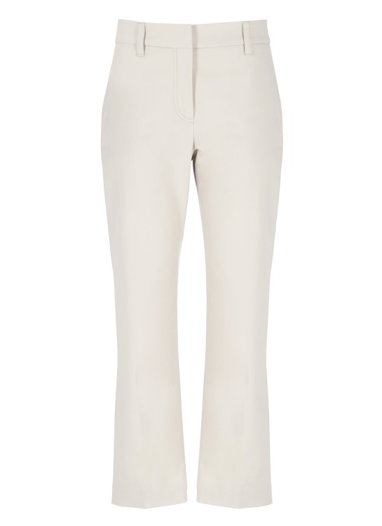 Shop Brunello Cucinelli Ivory Cotton Trousers In White