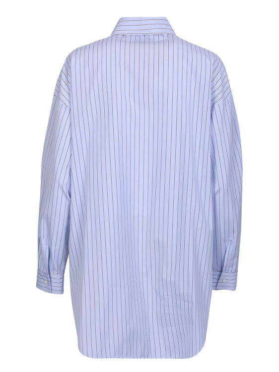 Shop Fabiana Filippi Rib-panel Stripe-print Shirt In Blue