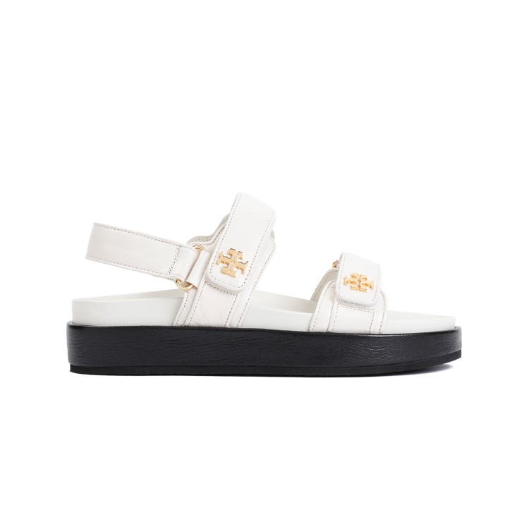 Shop Tory Burch Kira Sport Ivory Ovine Leather Sandals In White
