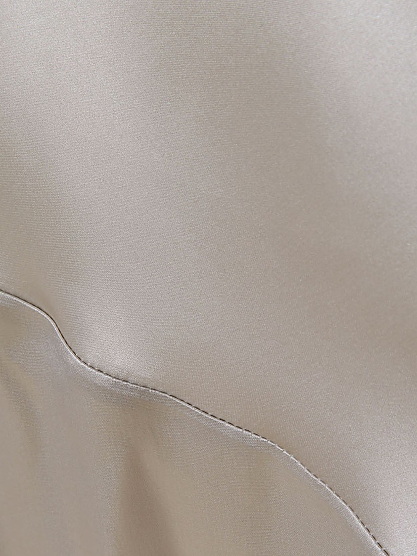 Magda Butrym Cowl Neck Silk Dress With Hem And Draping In Grey