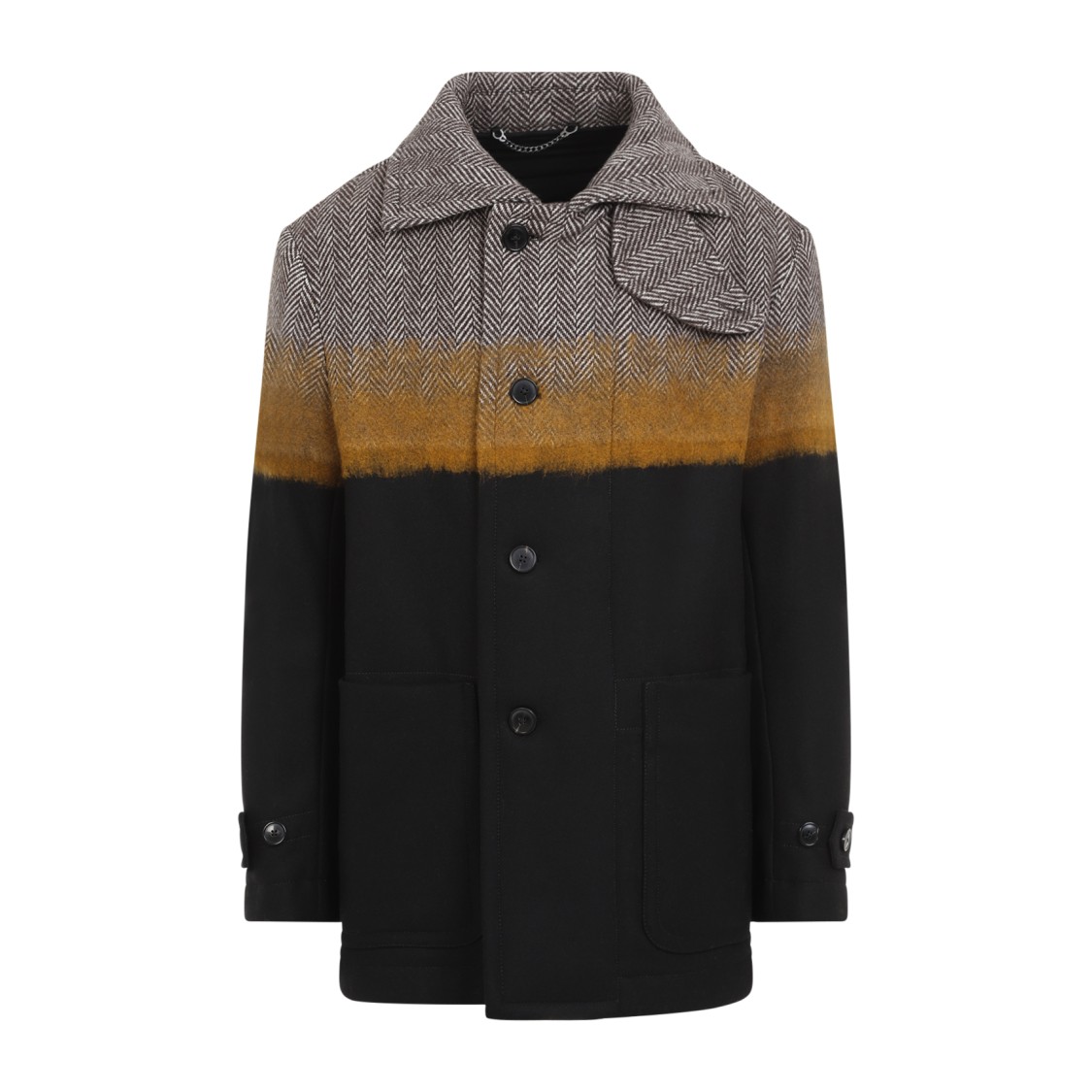 Dries Van Noten Multicolor Stand Collar Coat In Brown