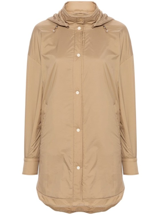 Herno Hooded Long Length Jacket With Adjustable Hood In Brown