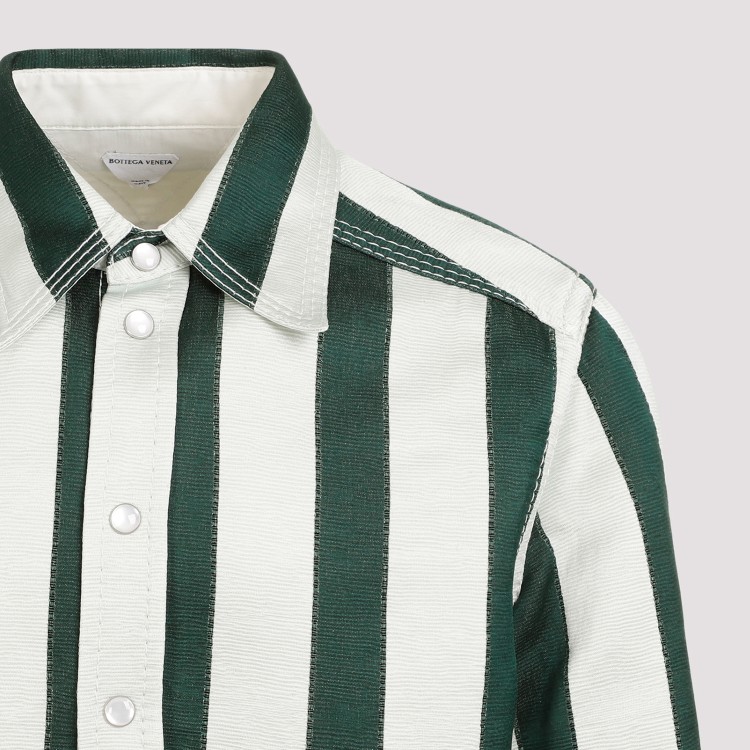 Shop Bottega Veneta Dark Green Cotton Shirt In White