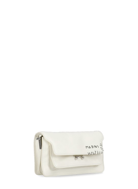 Shop Marni Leather Shoulder Bag In White