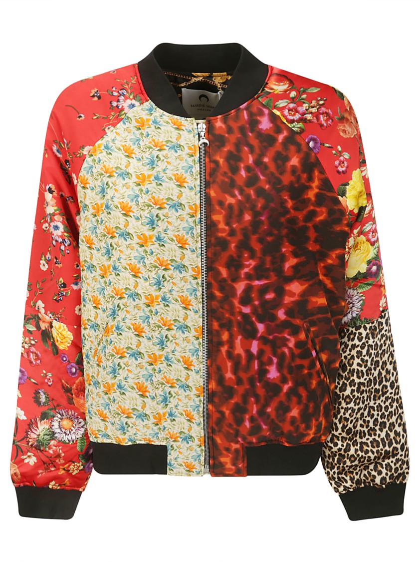 Shop Marine Serre Multicolor Printed Silk Jacket