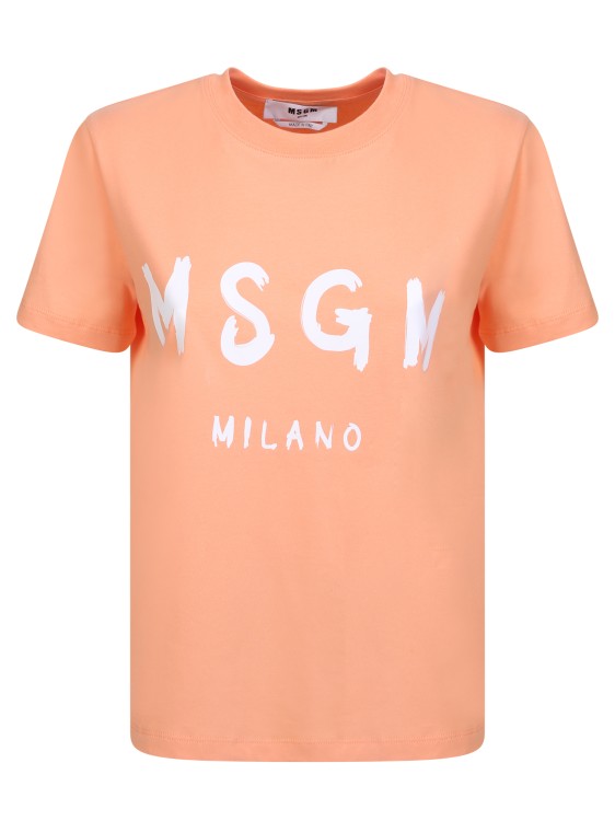 Shop Msgm Orange T-shirt With Logo