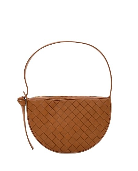 Shop Bottega Veneta Sunrise Leather Shoulder Bag In Brown
