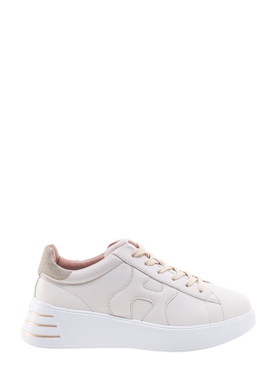 Hogan Leather Sneakers With Glittered Patch In White