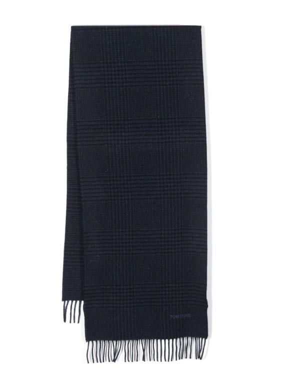 Tom Ford Check Pattern Scarf In Black