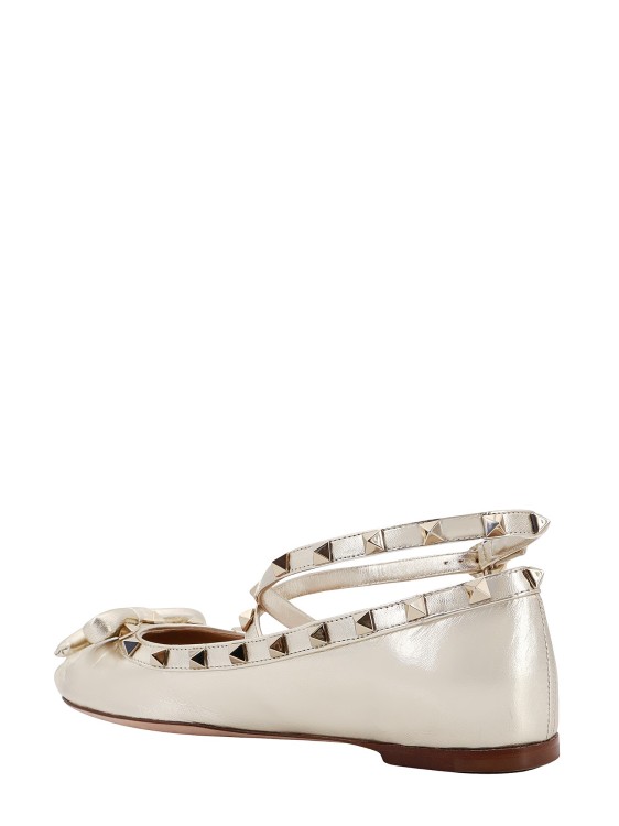 Shop Valentino Leather Ballerinas With Iconic Studs In Neutrals