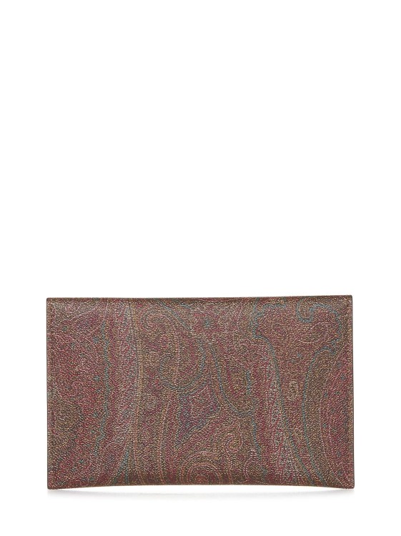 Shop Etro Envelope Wallet In Paisley Jacquard Fabric In Brown