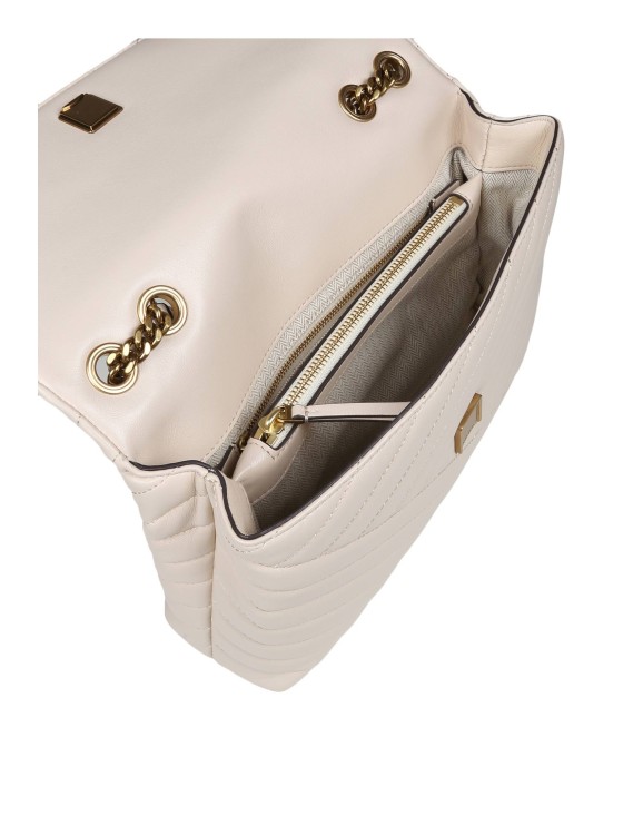 Shop Tory Burch Kira Crevon Shoulder Bag In Cream Color Leather In Neutrals