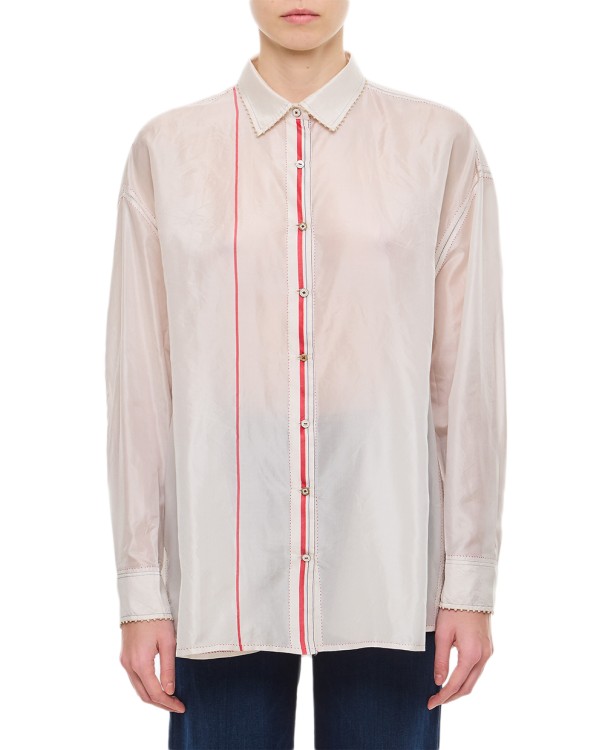 Shop Péro Silk Oversize Shirt In White