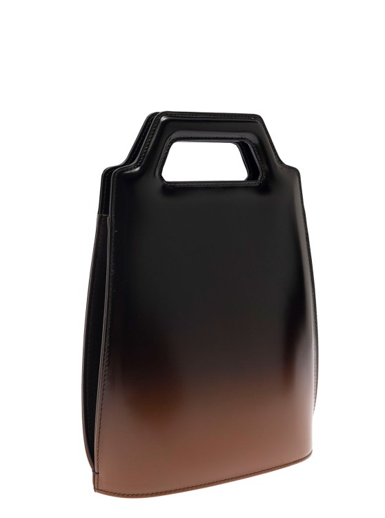 Shop Ferragamo Wanda' Mini Black And Brown Handbag With Airbrushing In Leather