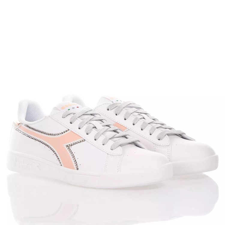 Shop Diadora White/pink Leather Sneakers
