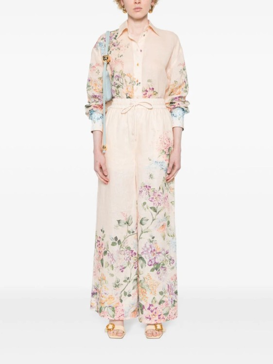 Shop Zimmermann Halliday Floral-print Palazzo Trousers In Multicolor