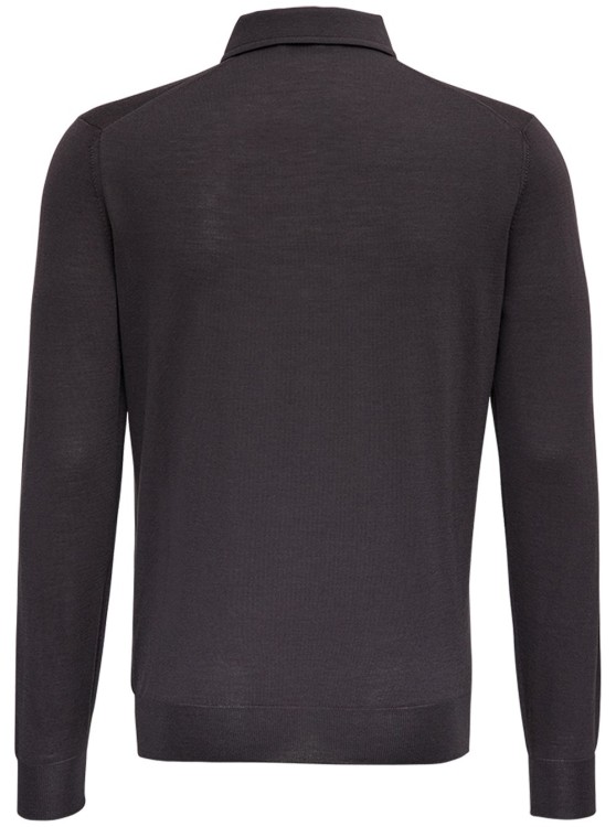Shop Gaudenzi Long Sleeves Polo Shirt In Brown Wool In Black