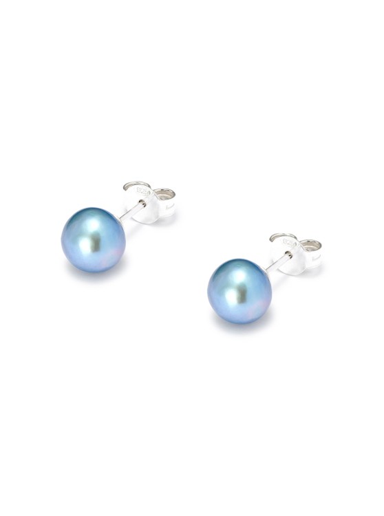 Hatton Labs Freshwater Blue Pearl Stud Earrings In Sterling Silver In Not Applicable
