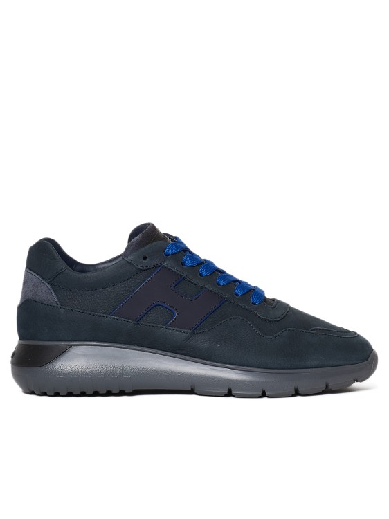 Hogan Blue Nabuck Leather Interactive Sneakers