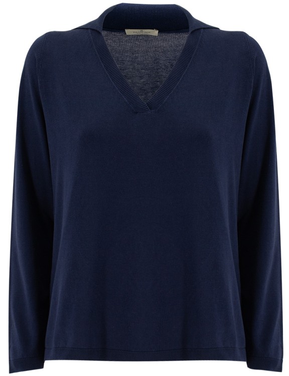 Panicale Blue Cotton Blend Long-sleeve In Black