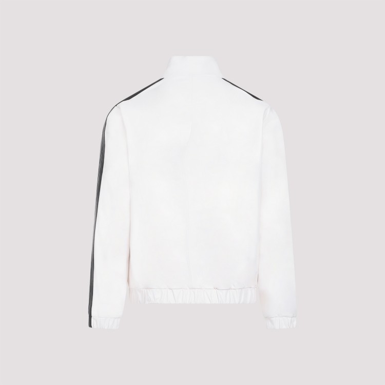 Palm Angels Monogram Off White Leather Jacket In White