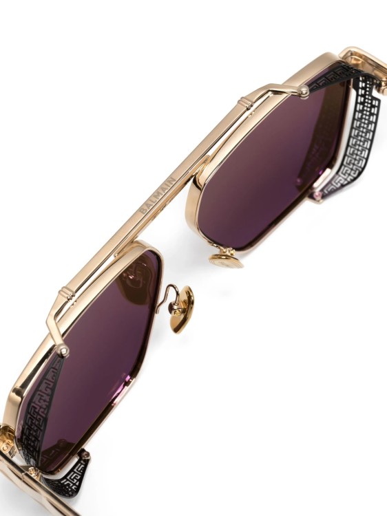 Shop Balmain Pilot-frame Gold Sunglasses In Brown
