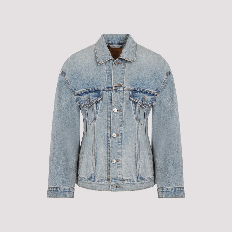 Balenciaga Hourglass-shaped Denim Jacket In Light Indigo