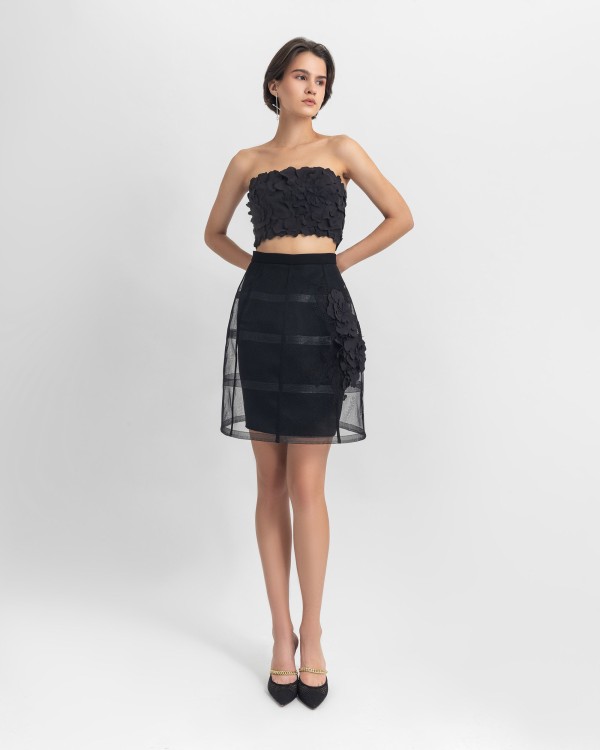 Shop Gemy Maalouf Laser-cut Top & Cage-like Skirt - Sets In Black