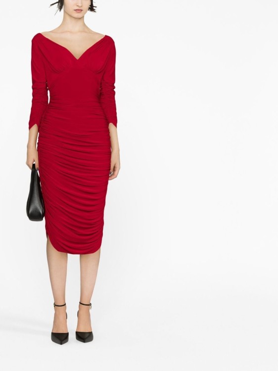 Shop Norma Kamali Tara Draped Dress In Red