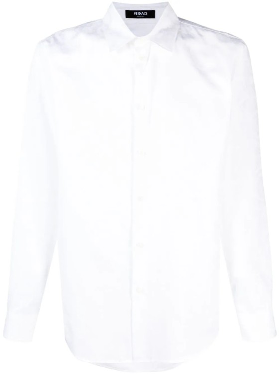 Versace Barocco-jacquard Cotton Shirt In White