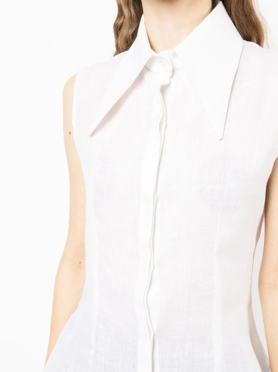 Shop Saiid Kobeisy Off-white Linen Sleeveless Shirt