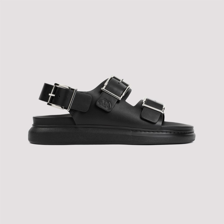 Shop Alexander Mcqueen Black Hybrid Double Buckle Sandals