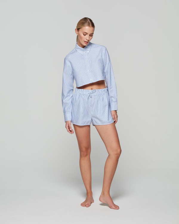 Shop Serena Bute Striped Summer Shorts - Blue/white