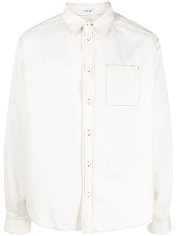 Loewe Denim Shirt With Anagram Motif In White