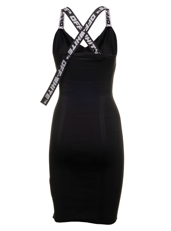 Shop Off-white Women's  Black Fabric Dress With Logoed Shoulder Straps