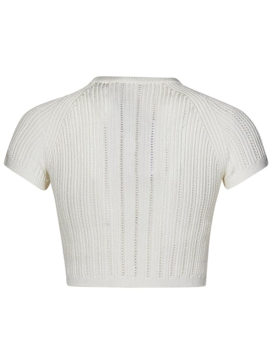 Shop Balmain White Knit Crop Top
