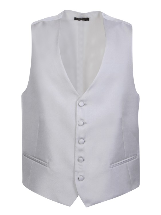 Shop Dell'oglio Pearl Oxford Waistcoat In Grey