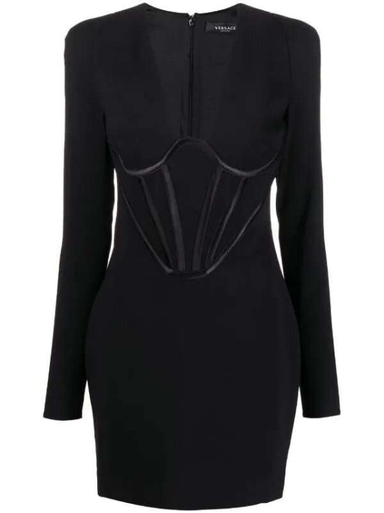 Shop Versace Corset-style Minidress In Black