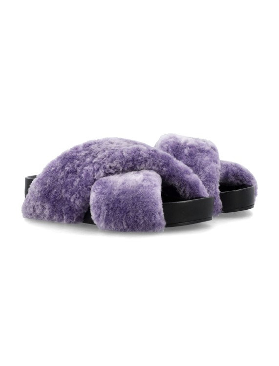 Shop Jil Sander Shearling Slides In Purple